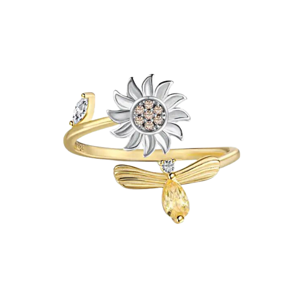 Sunflower Spinner Ring -Gold - Ozerty